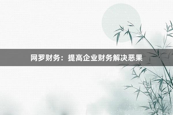 网罗财务:提高企业财务解决恶果
